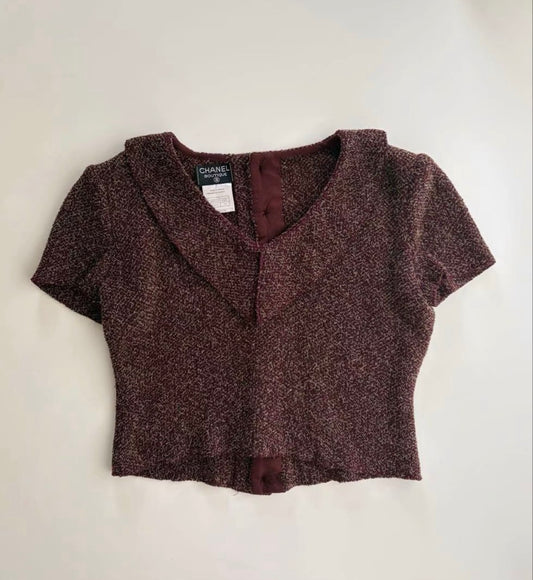 chanel fall winter 1997 burgundy tweed two piece ensemble