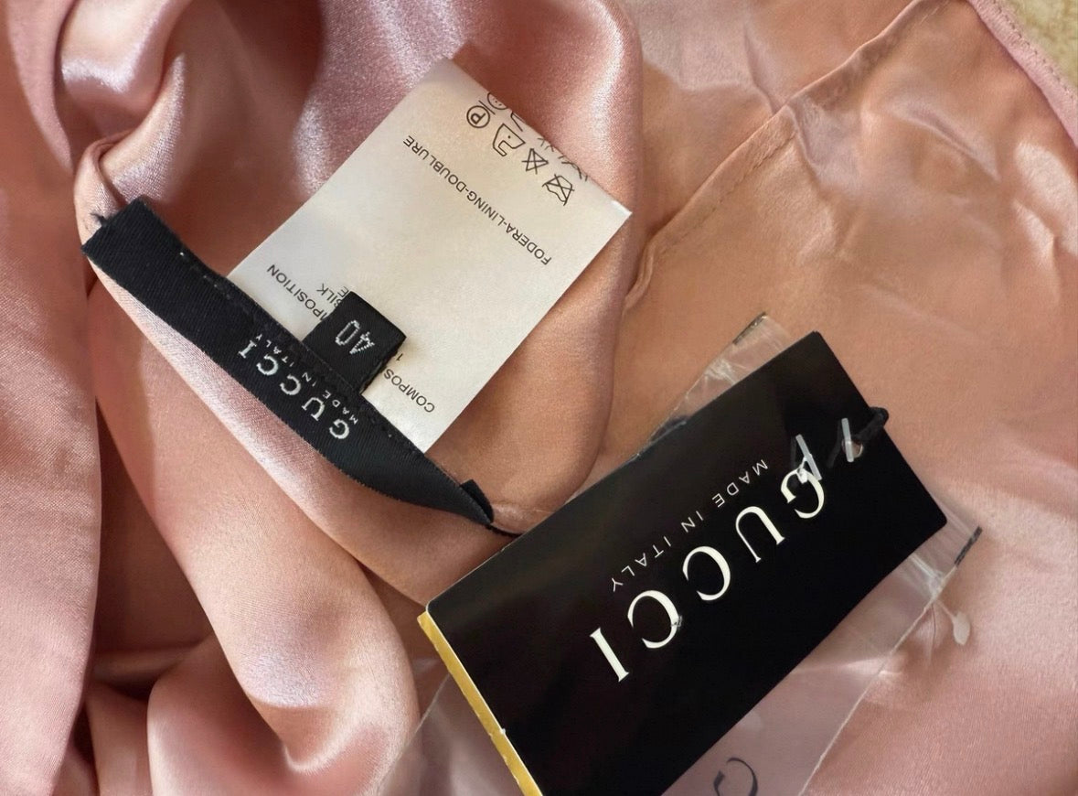 *rare* gucci spring summer 2002 pink silk floral cutout top (new with tags)