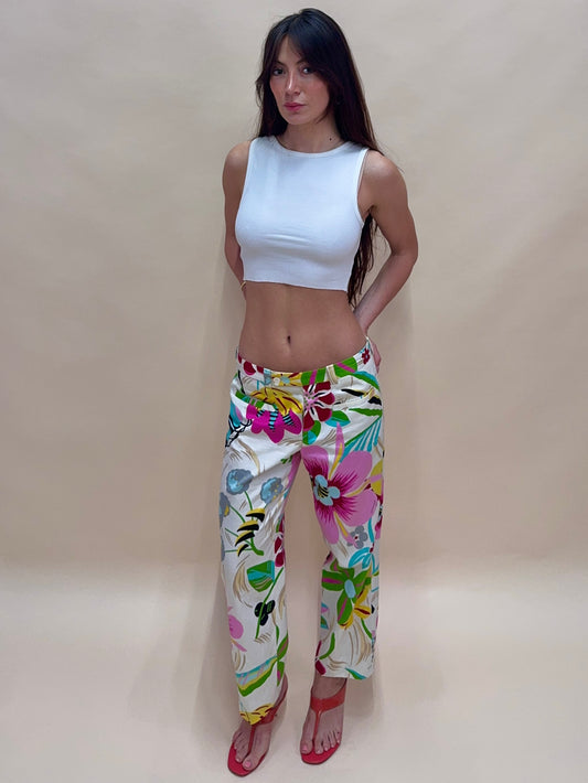 gucci spring summer 2001 white floral pants