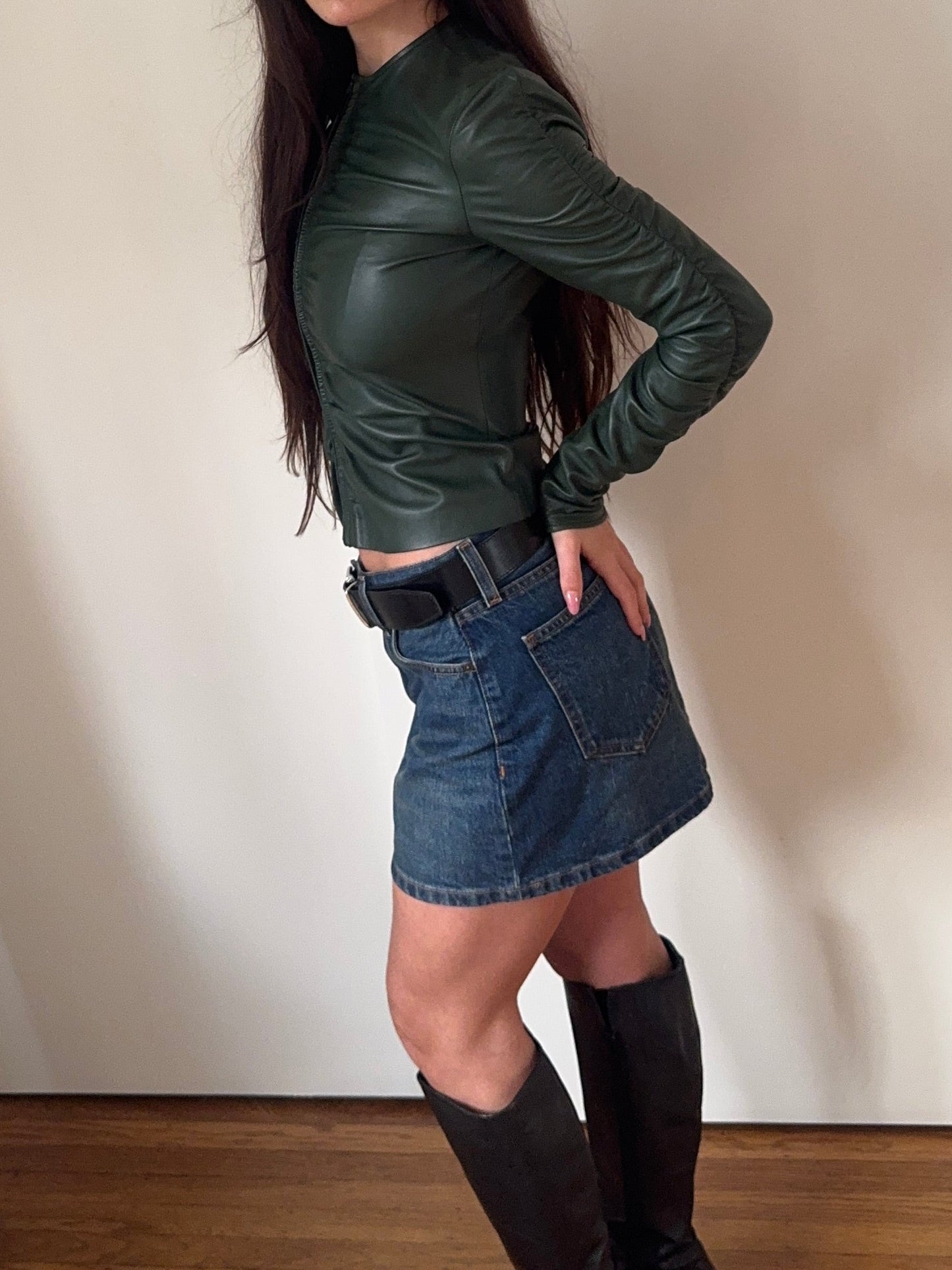 *rare* gucci f/w 1999 green leather jacket