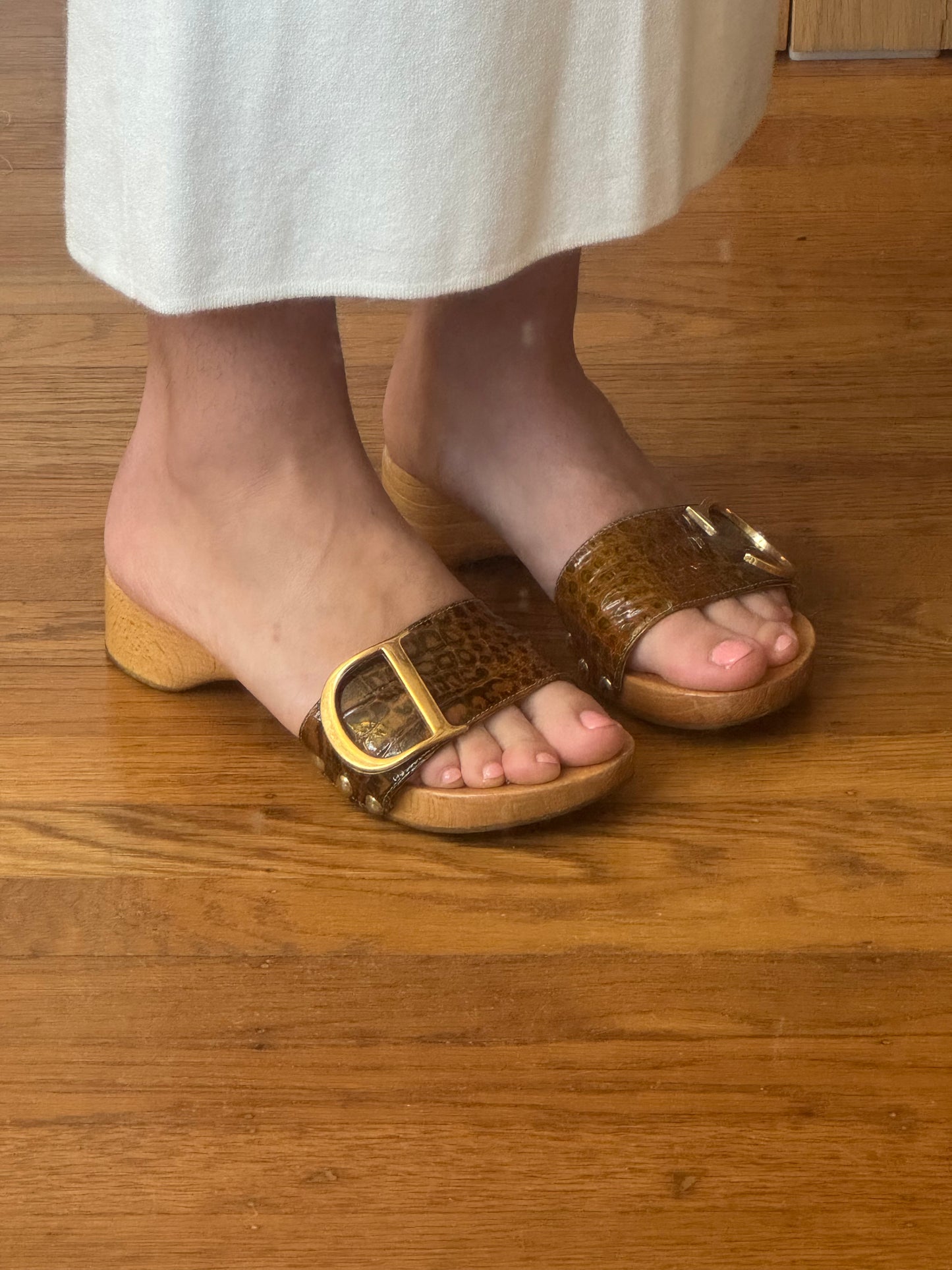 chrisitian dior 2000's croc leather mules