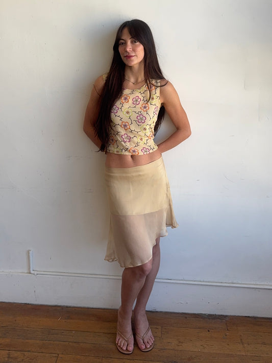 *rare* chanel s/s 2001 silk camellia tank top