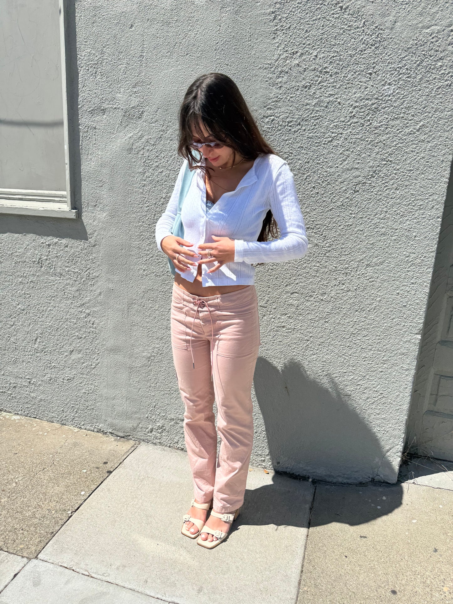 gucci s/s 2002 pink lace-up cargo pants