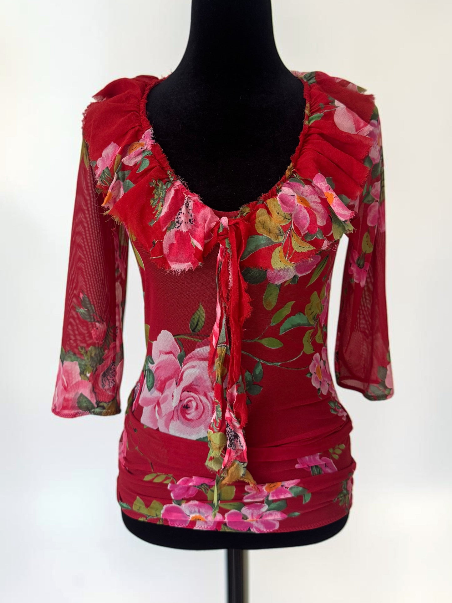 blumarine spring summer 2002 runway floral silk top/dress