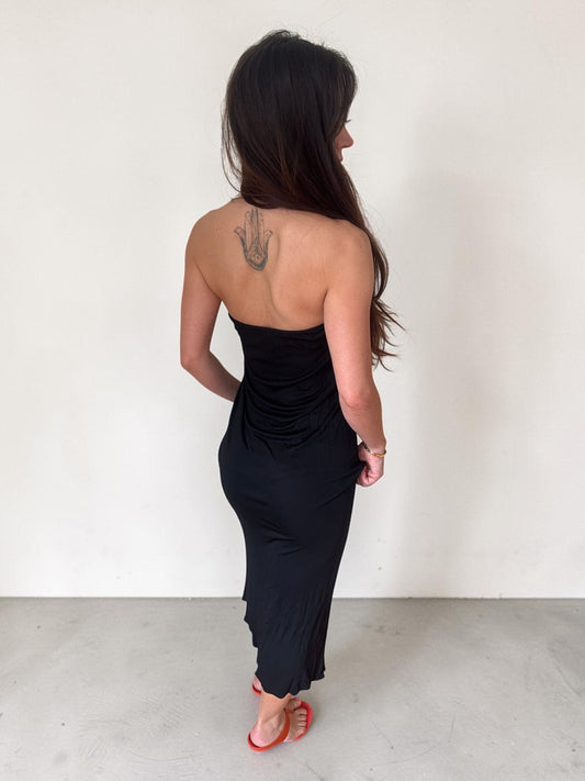 *rare* gianni versace couture spring summer 1999 black medusa strapless dress