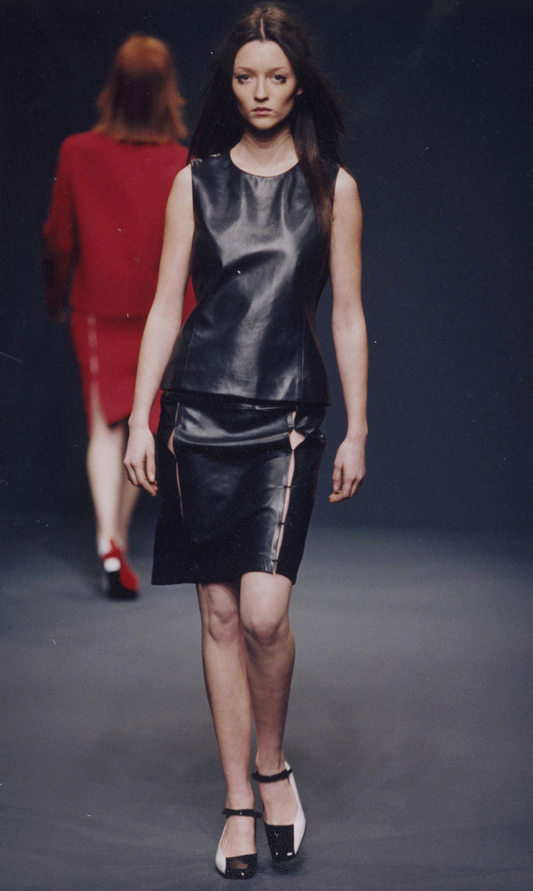 *rare* prada f/w 1998 panelled leather skirt