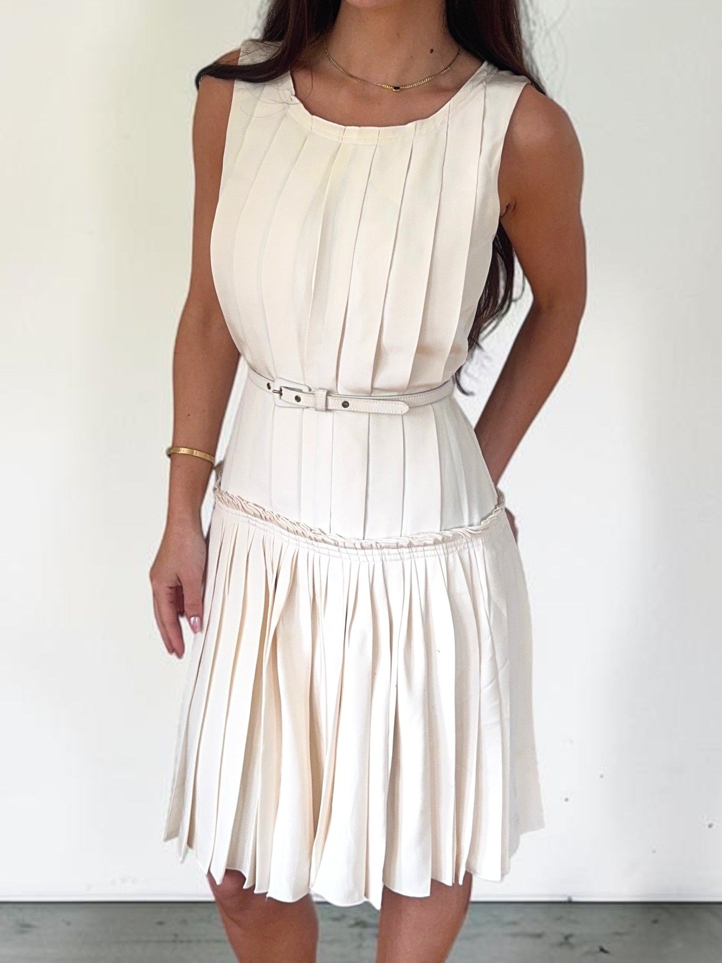 vintage oscar de la renta silk pleated dress