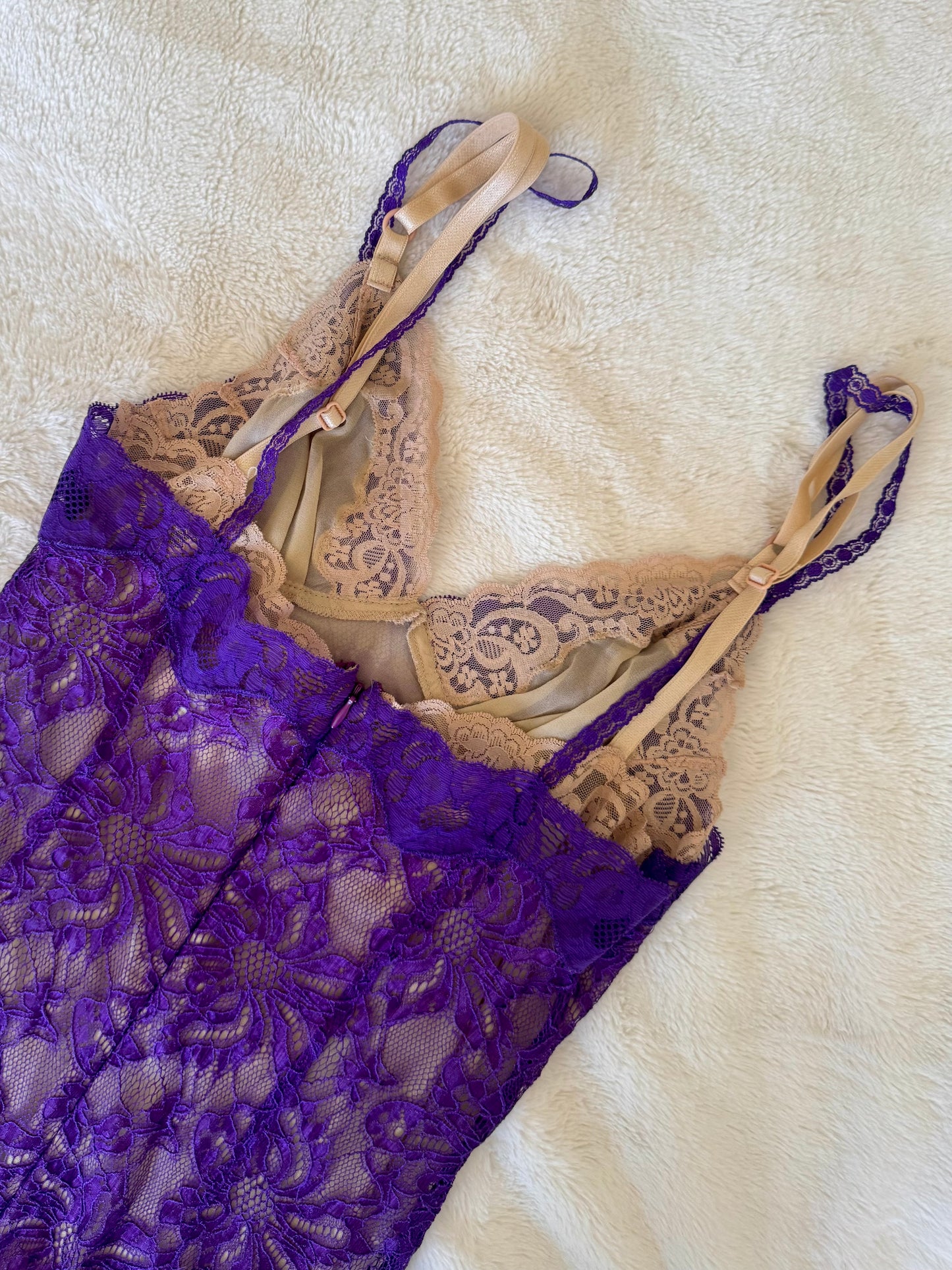 dolce & gabbana 2000's purple layered lace dress