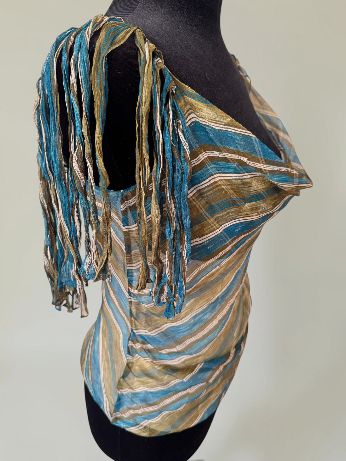(documented) Catherine Malandrino S/S 2002 silk fringe top