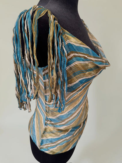 (documented) Catherine Malandrino S/S 2002 silk fringe top