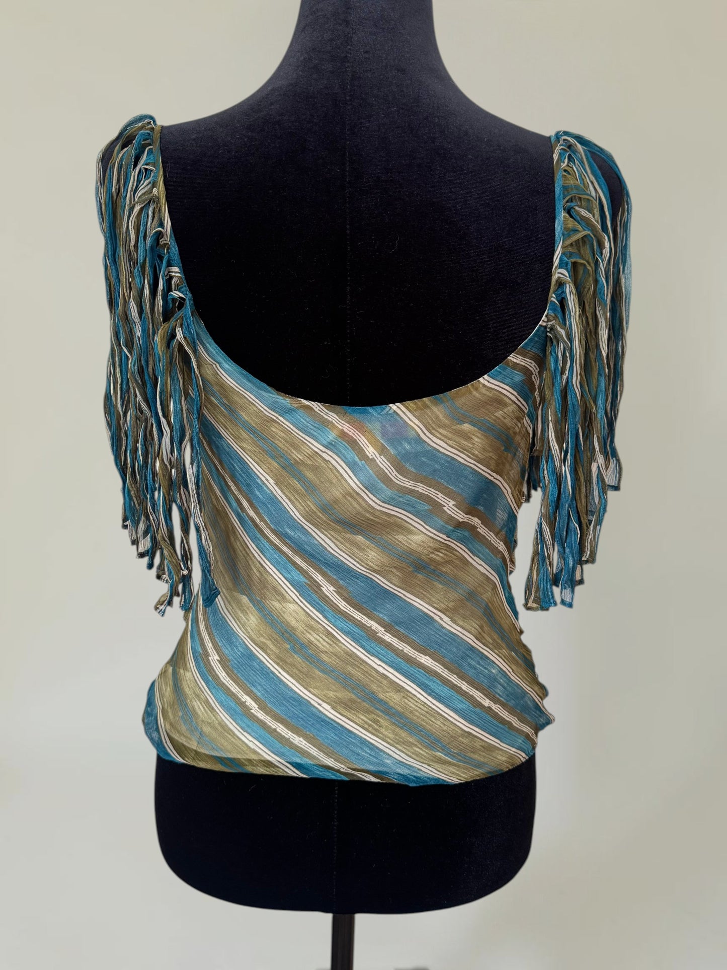 (documented) Catherine Malandrino S/S 2002 silk fringe top