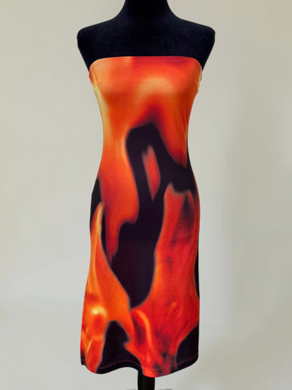 (rare) (documented) Todd Oldham S/S 1994 runway strapless flame dress