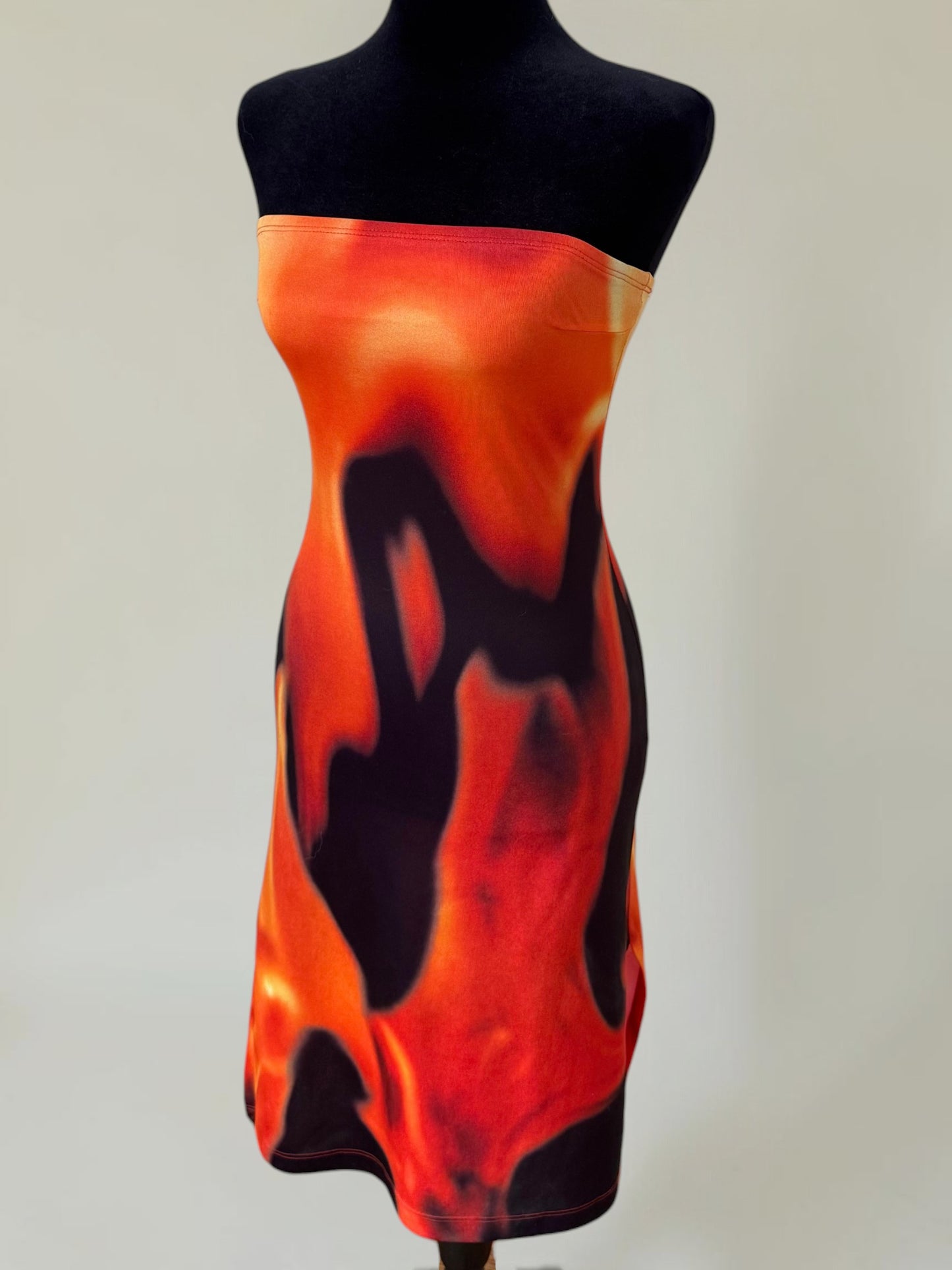 (rare) (documented) Todd Oldham S/S 1994 runway strapless flame dress