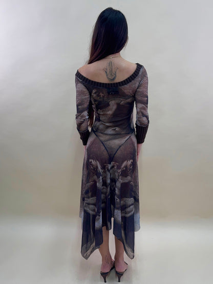 (rare) Jean Paul Gaultier S/S 1995 'Creation of Adam' runway midi dress