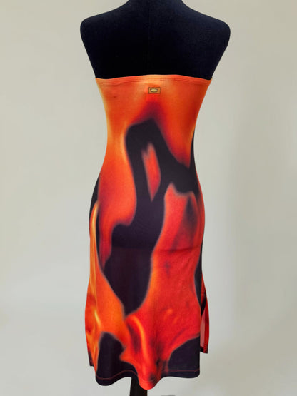 (rare) (documented) Todd Oldham S/S 1994 runway strapless flame dress