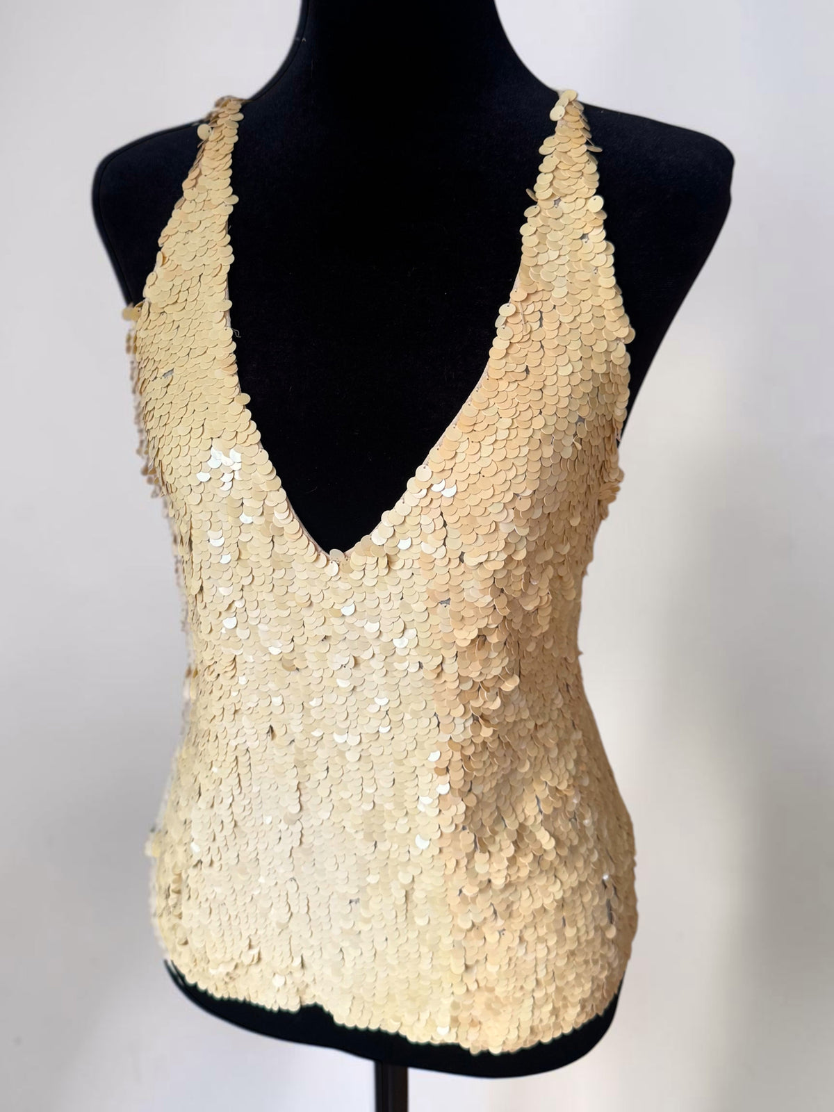 (RESERVED) DKNY vintage 1990's open back sequin silk top