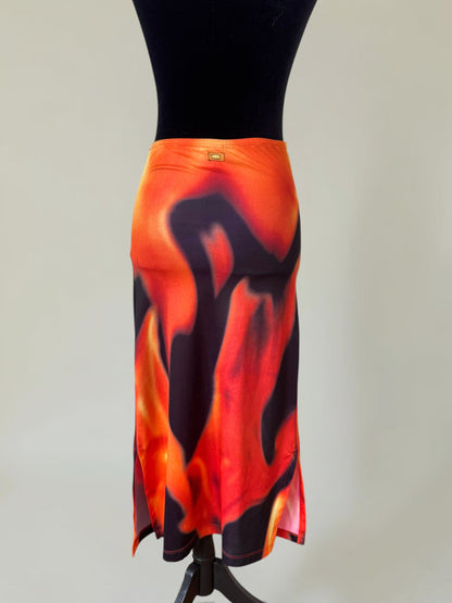 (rare) (documented) Todd Oldham S/S 1994 runway strapless flame dress