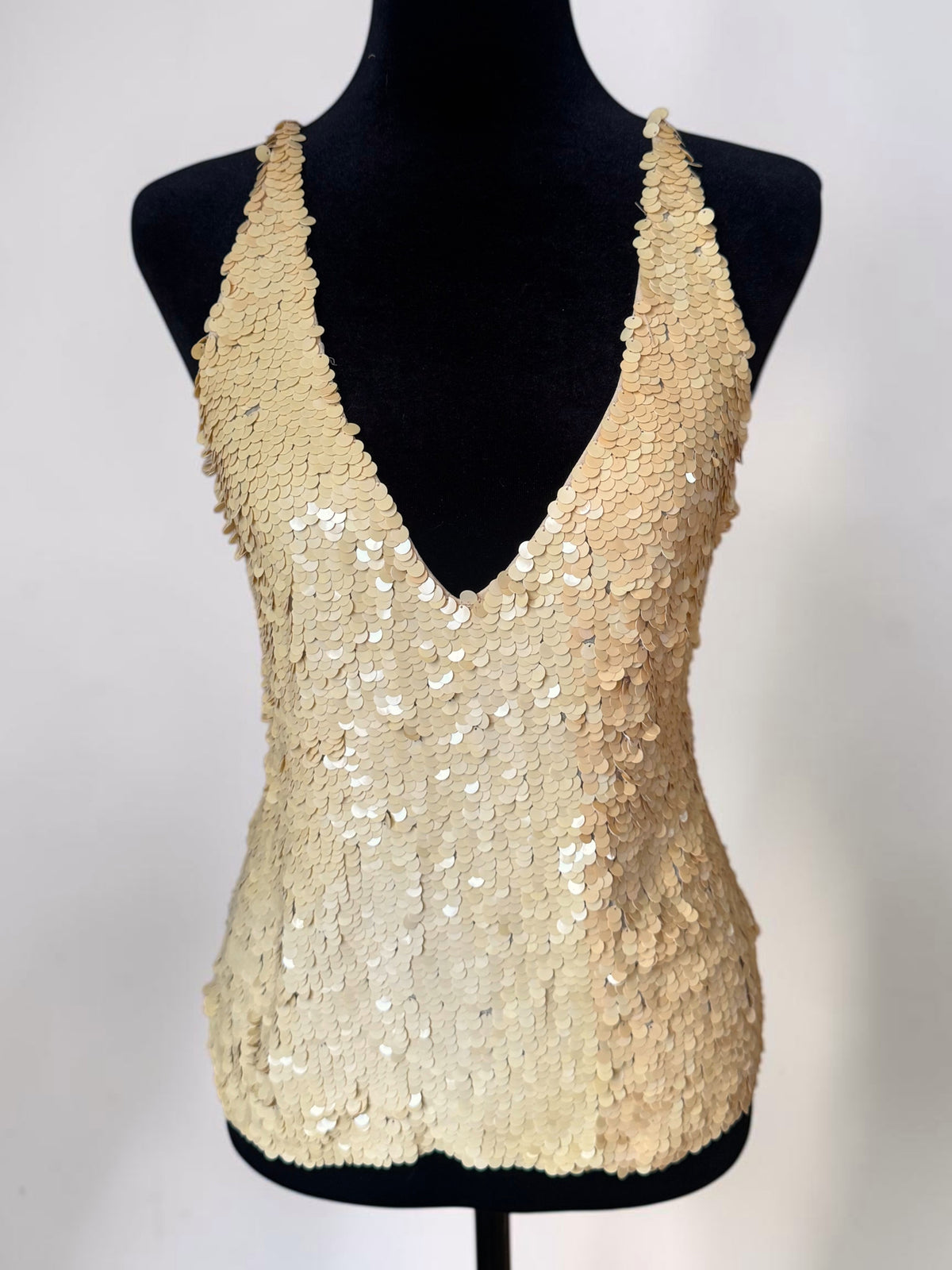 (RESERVED) DKNY vintage 1990's open back sequin silk top