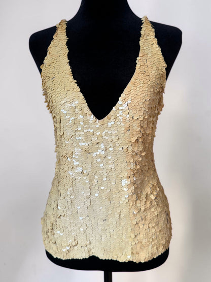 (RESERVED) DKNY vintage 1990's open back sequin silk top