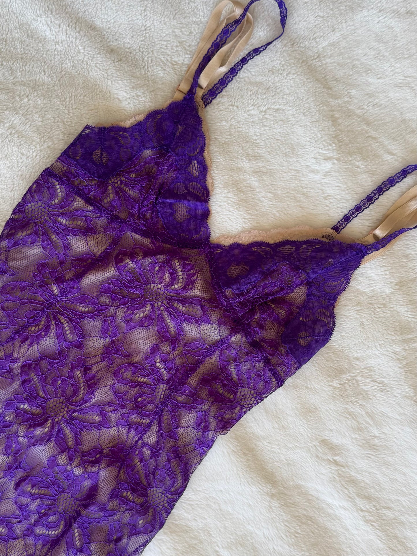dolce & gabbana 2000's purple layered lace dress