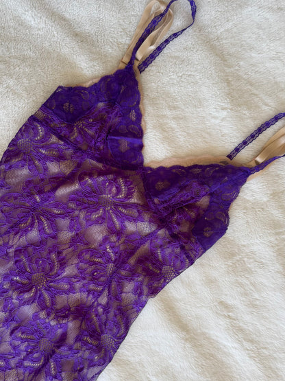 dolce & gabbana 2000's purple layered lace dress
