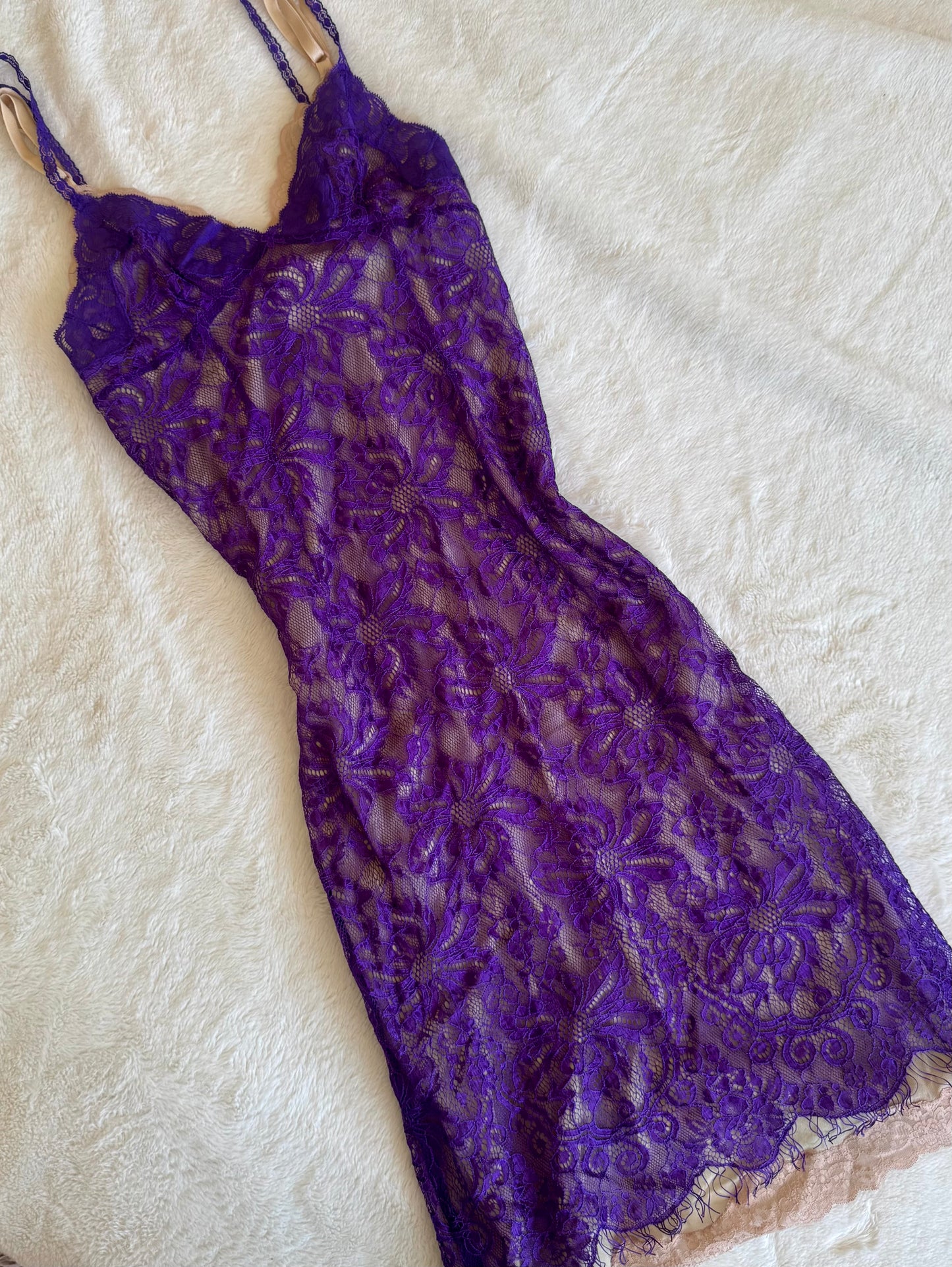 dolce & gabbana 2000's purple layered lace dress
