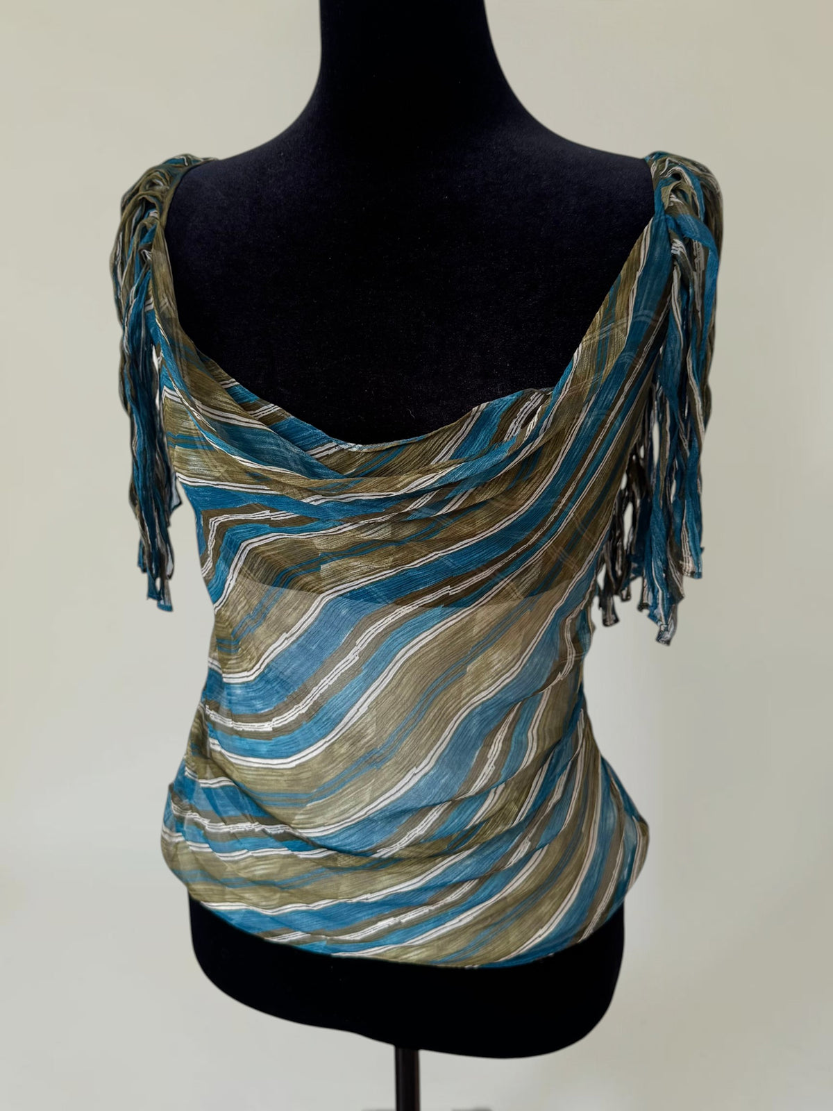 (documented) Catherine Malandrino S/S 2002 silk fringe top