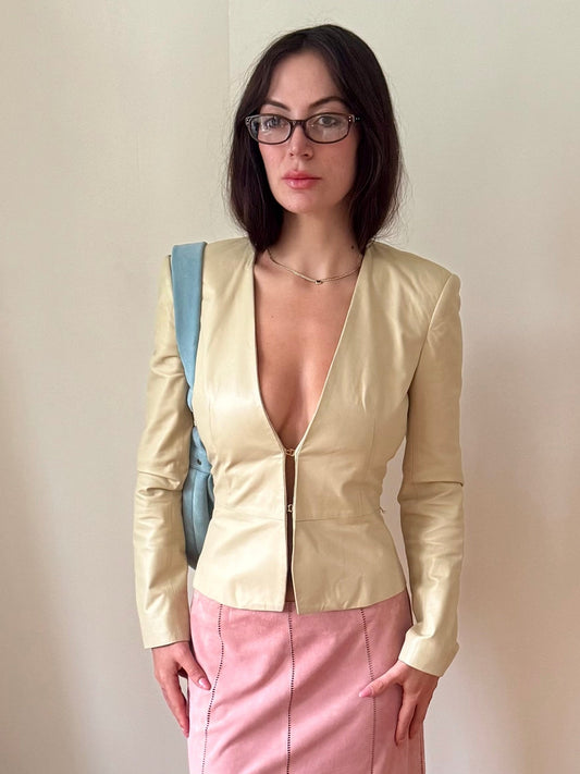 valentino 2000's buttercream leather blazer