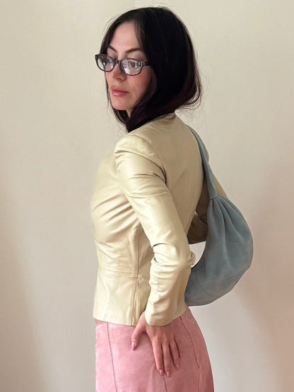 valentino 2000's buttercream leather blazer