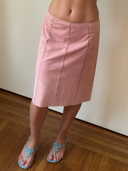 gucci f/w 1999 pink suede skirt