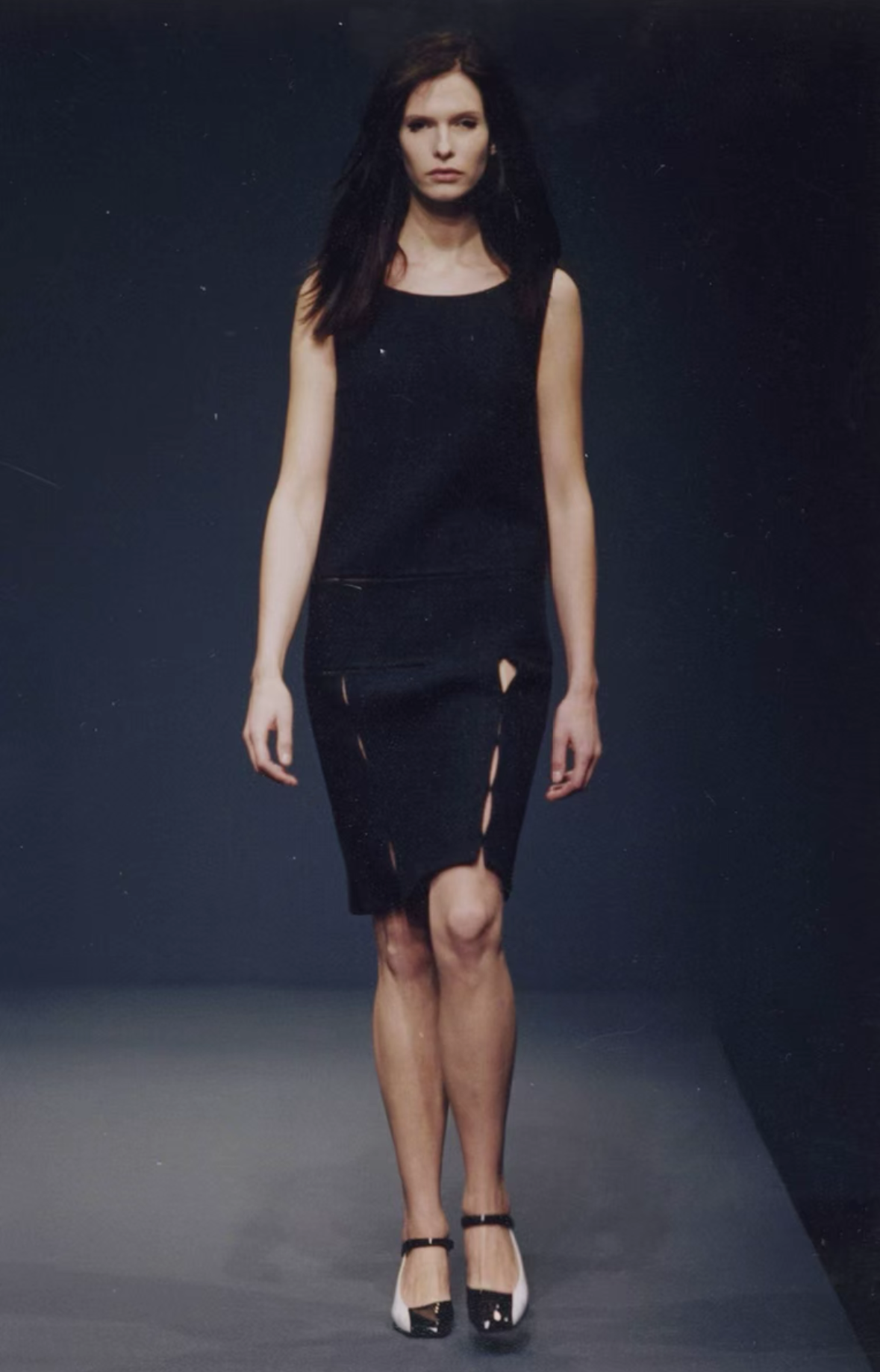 prada fall winter 1998 runway panelled wool dress