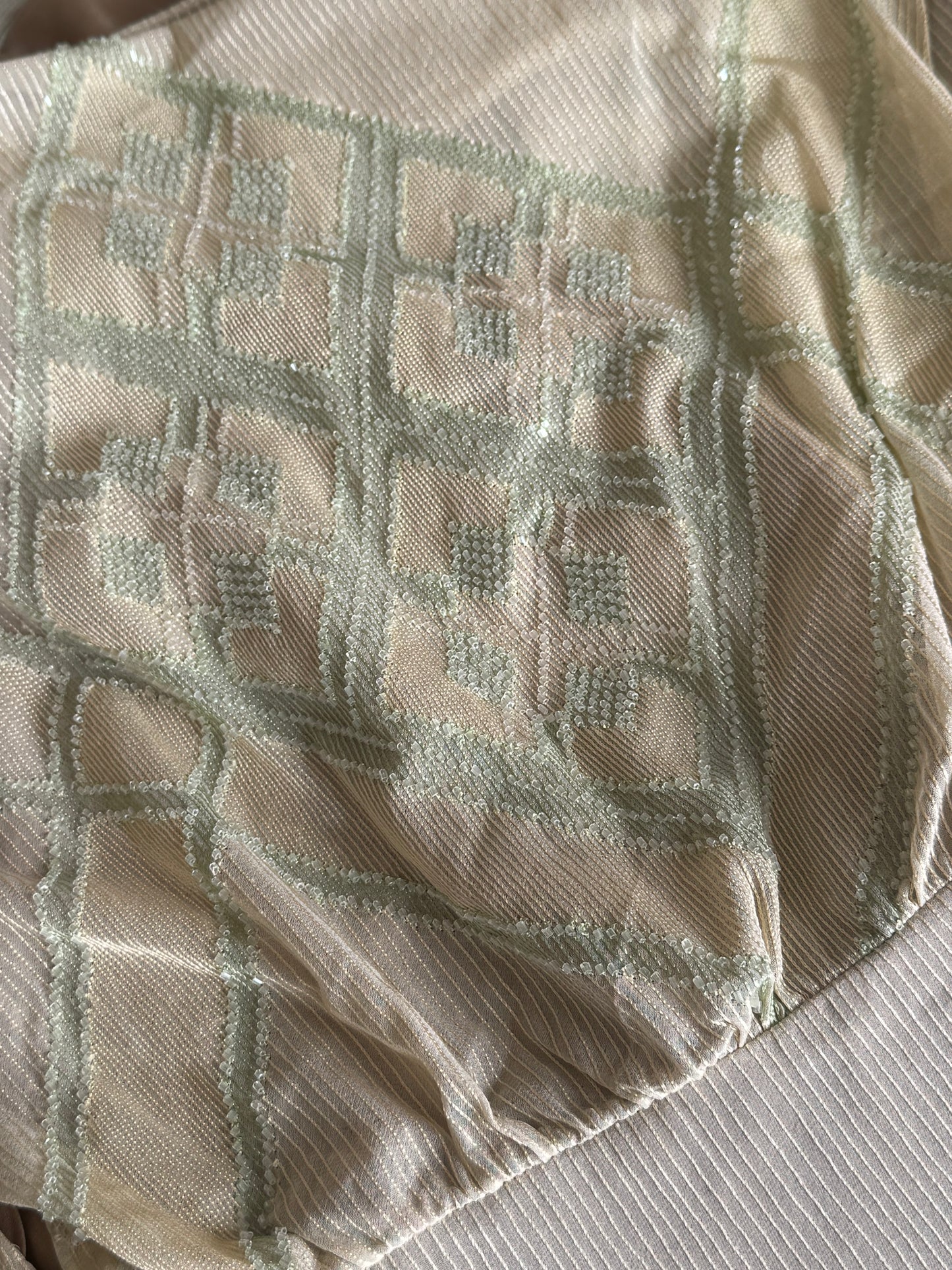 *rare* chloe fall winter 2000 cream and green beaded dress