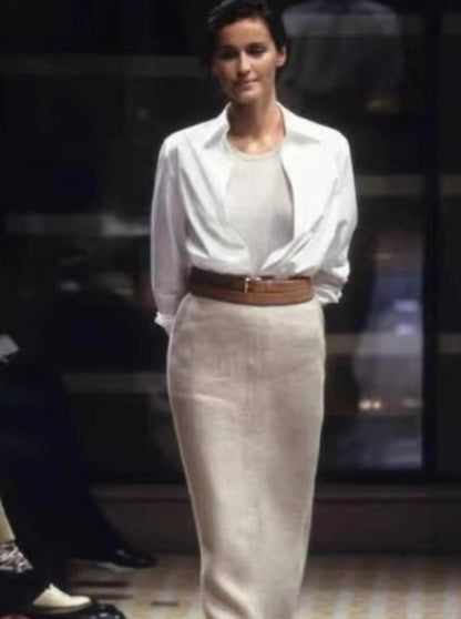 *rare* hermès spring summer 1999 deep v white collared shirt