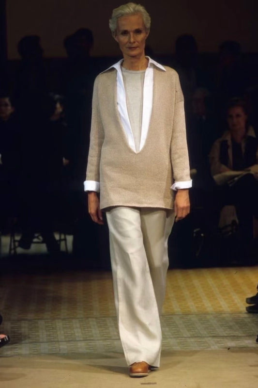 *rare* hermès spring summer 1999 deep v white collared shirt