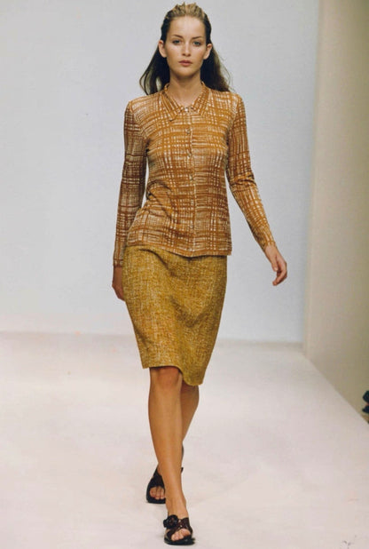 prada spring summer 1996 chartreuse silk tweed print shirt