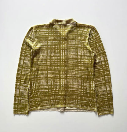 prada spring summer 1996 chartreuse silk tweed print shirt