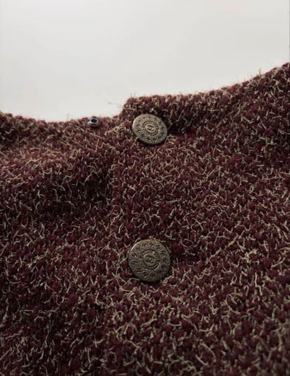 chanel fall winter 1997 burgundy tweed two piece ensemble