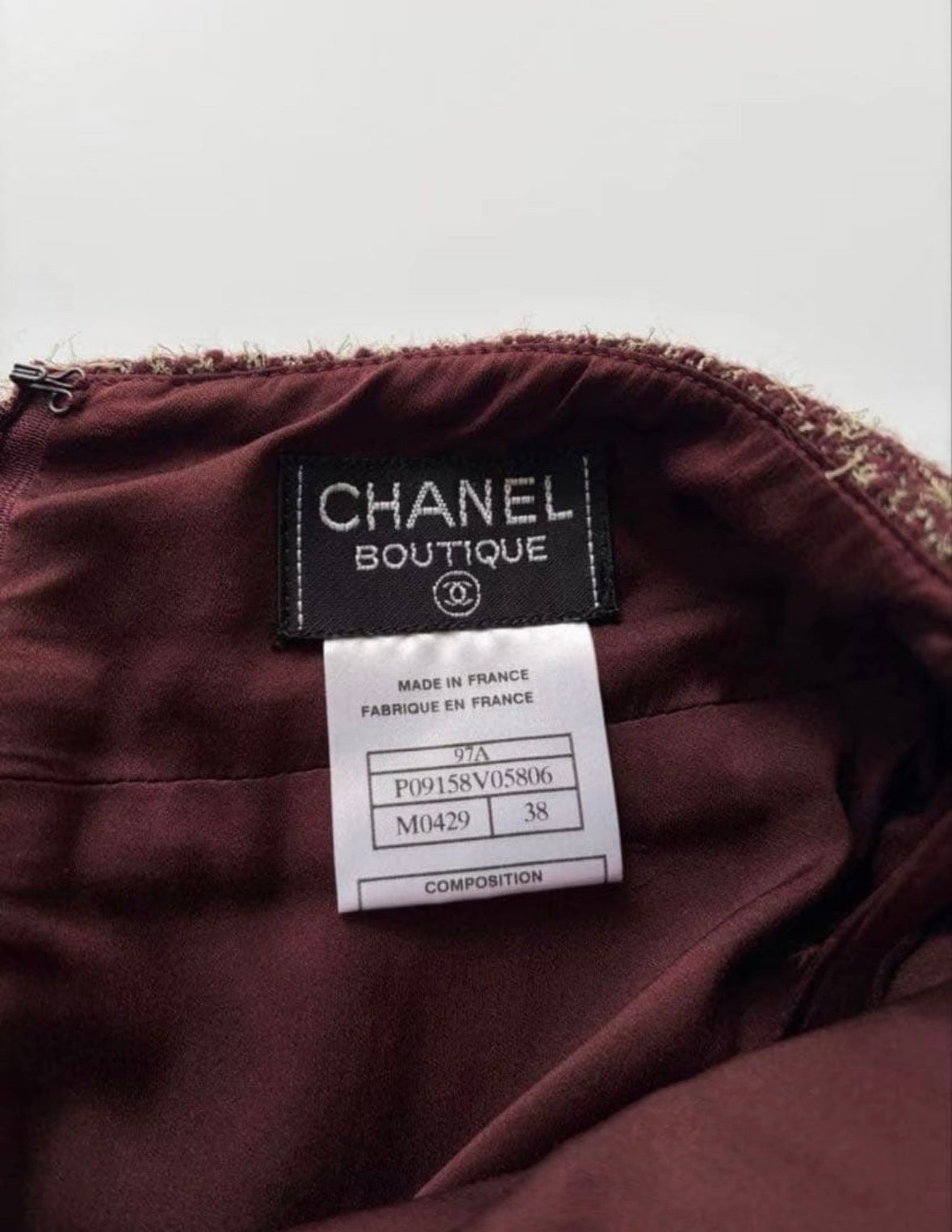 chanel fall winter 1997 burgundy tweed two piece ensemble