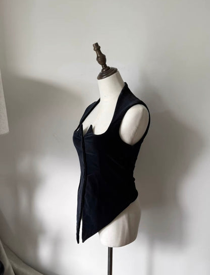 romeo gigli spring summer 1986 black-blue velvet vest
