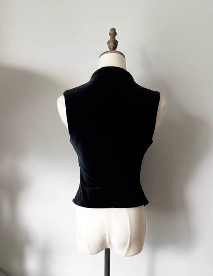 romeo gigli spring summer 1986 black-blue velvet vest