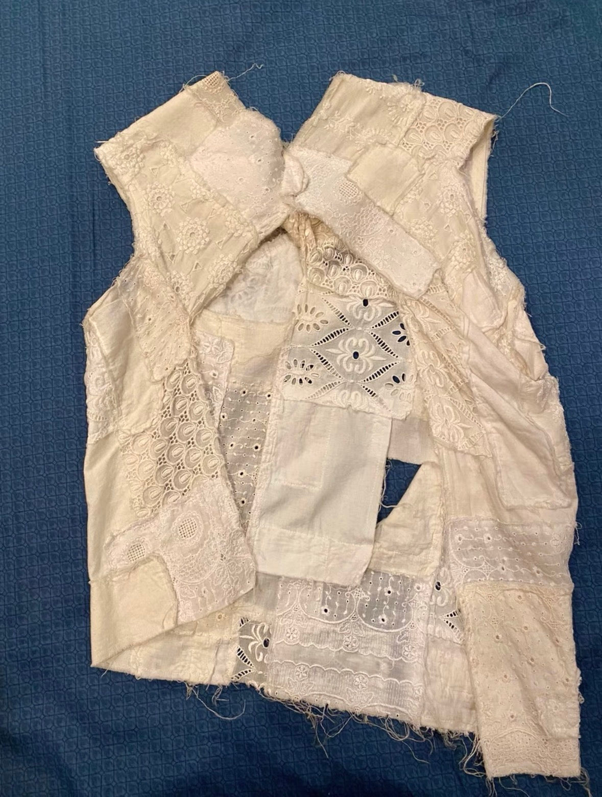 junya watanabe spring summer 2005 embroidered patchwork twist top