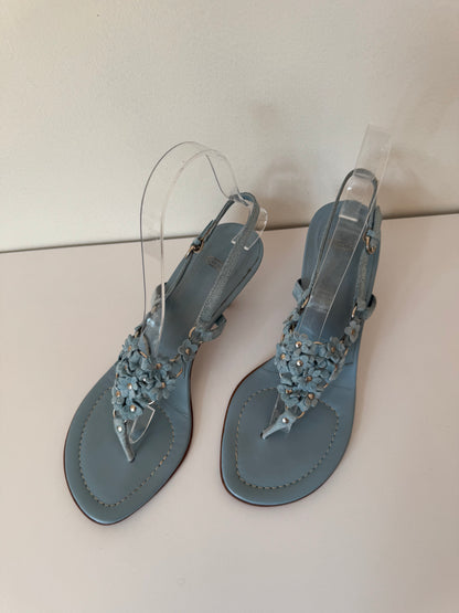 coach early 2000's suede floral kitten heels