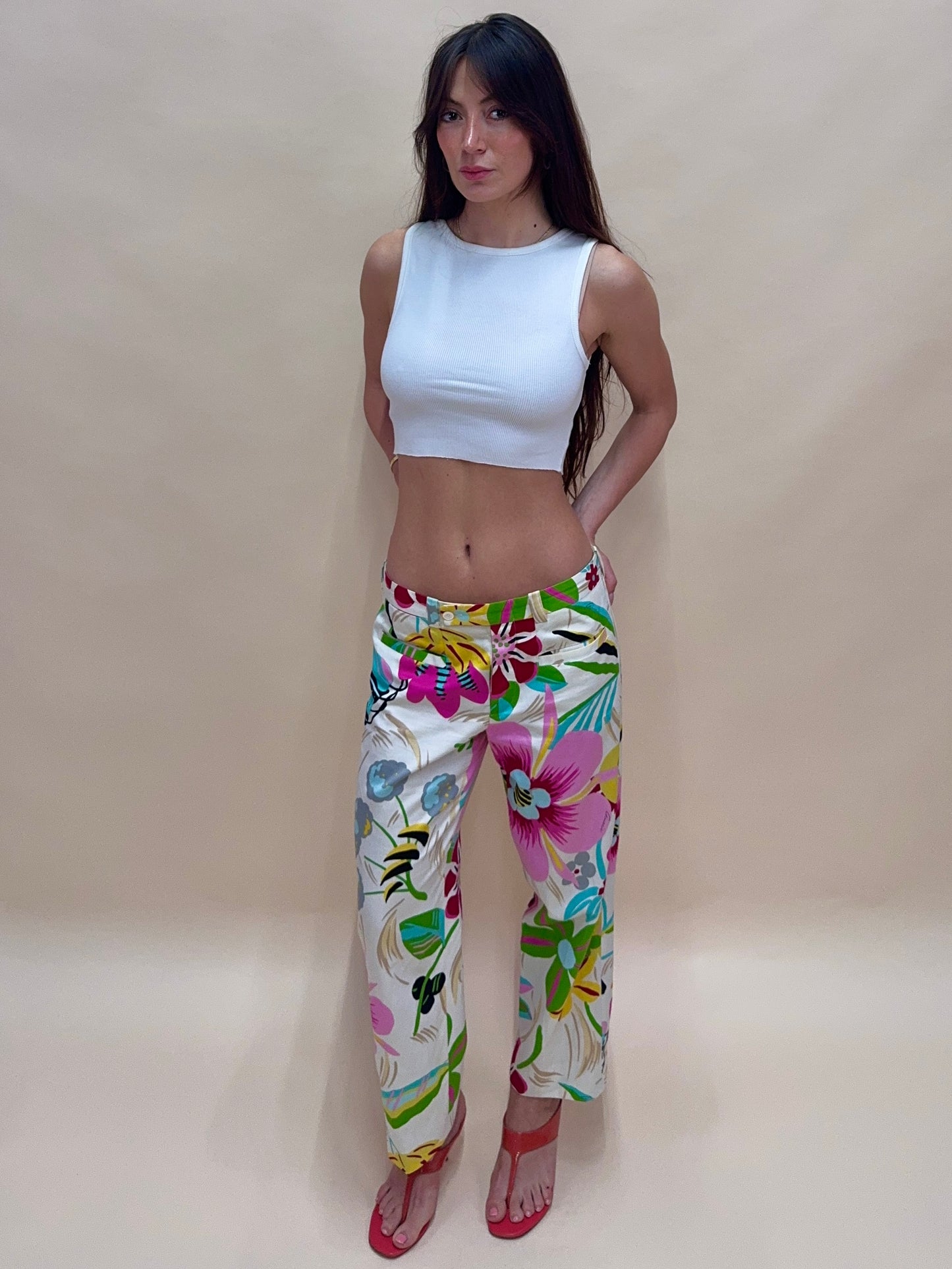 gucci spring summer 2001 white floral pants