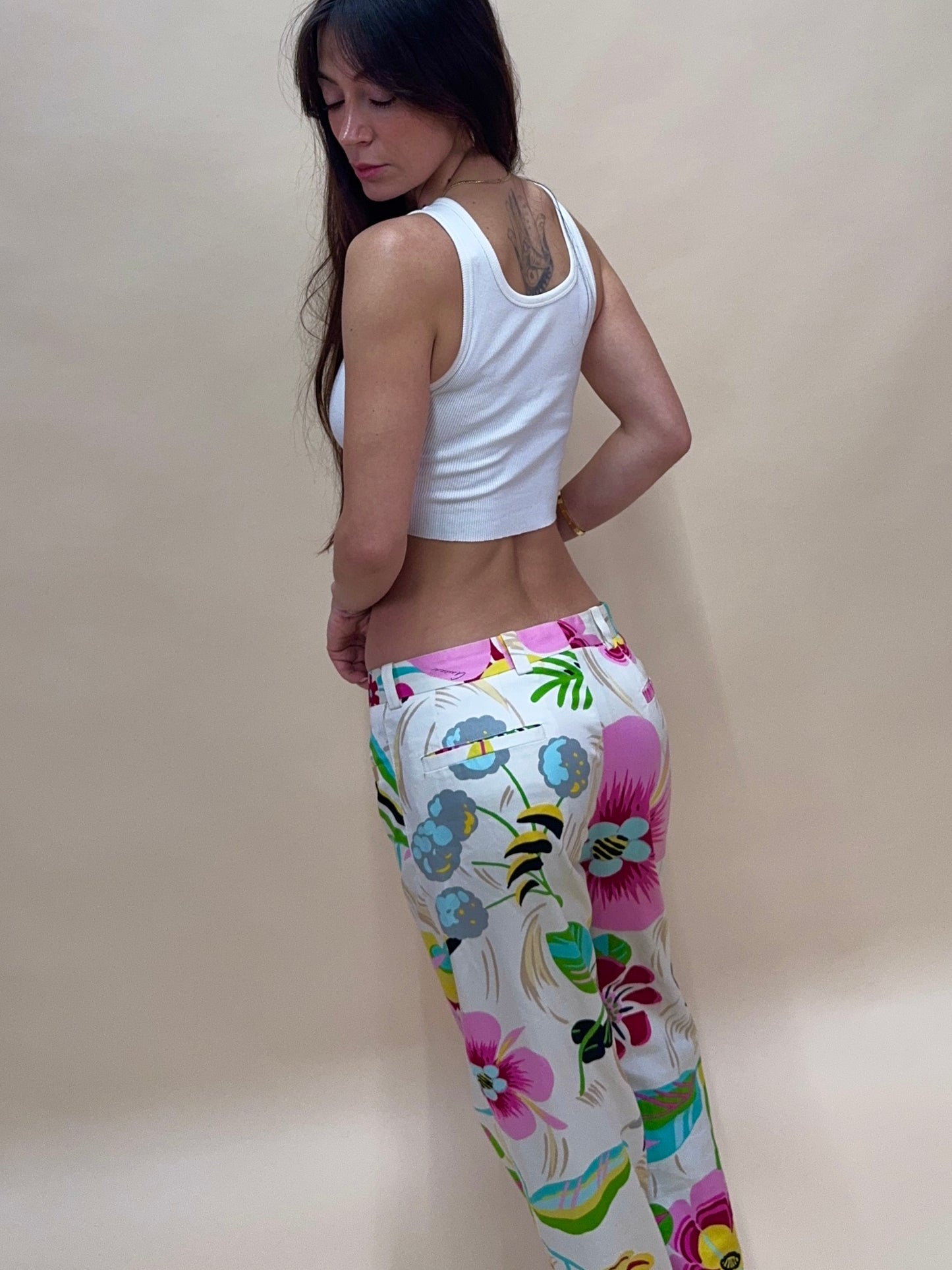 gucci spring summer 2001 white floral pants