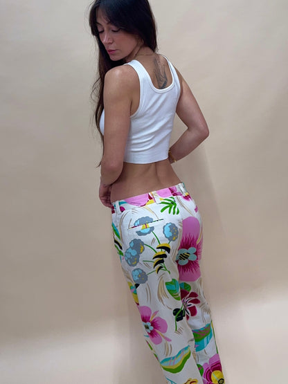 gucci spring summer 2001 white floral pants