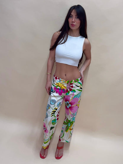 gucci spring summer 2001 white floral pants