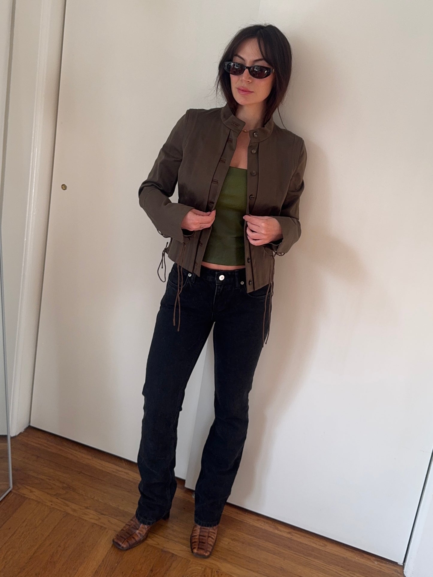 gucci f/w 2002 khaki corset military jacket