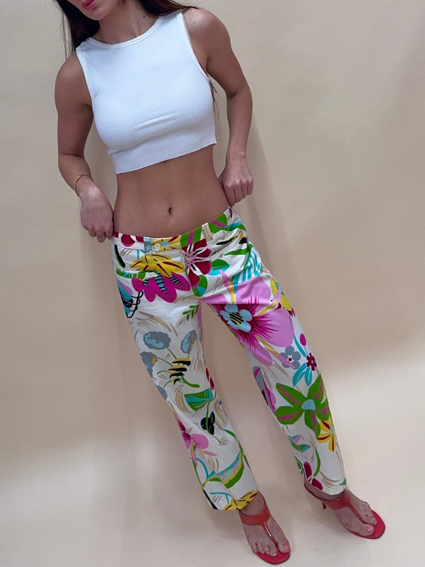 gucci spring summer 2001 white floral pants