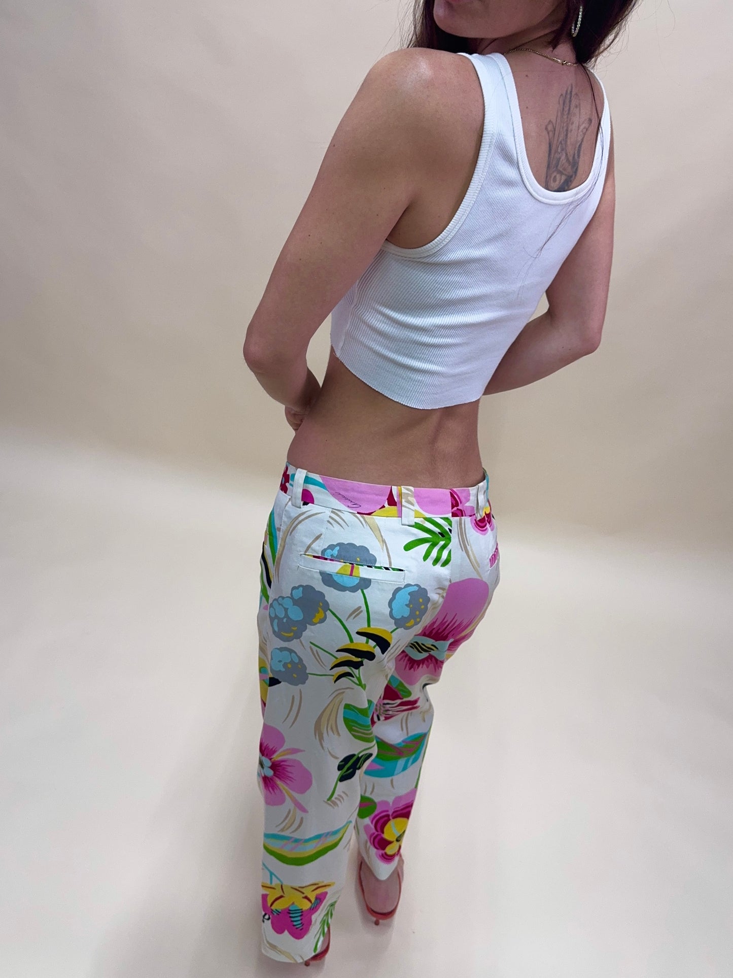 gucci spring summer 2001 white floral pants