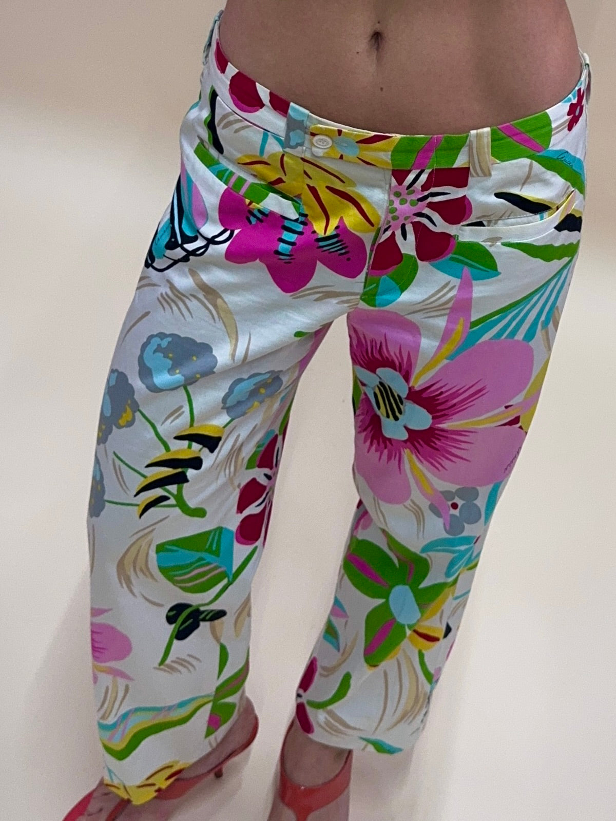 gucci spring summer 2001 white floral pants